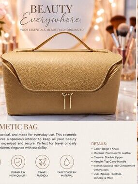 ESTEE LAUDER YELLOW COSMETIC TRAVEL BAG WITH TOP HANDLE